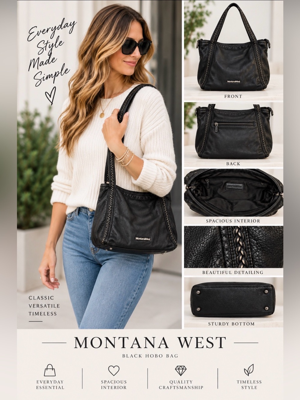 Montana West Black Hobo Bag